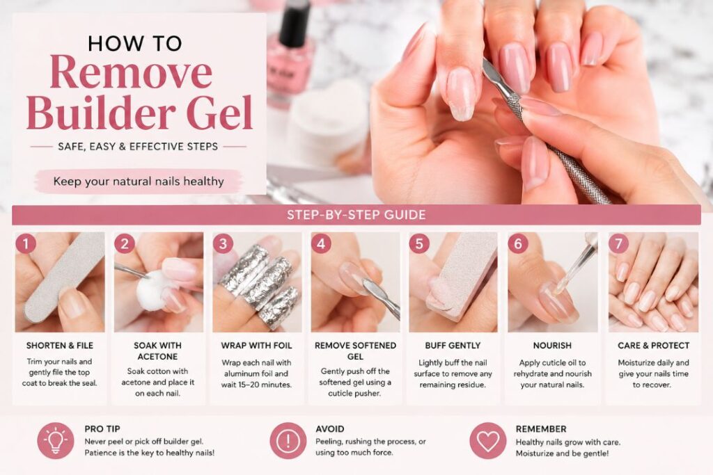 How to remove builder gel and protect your natural nails