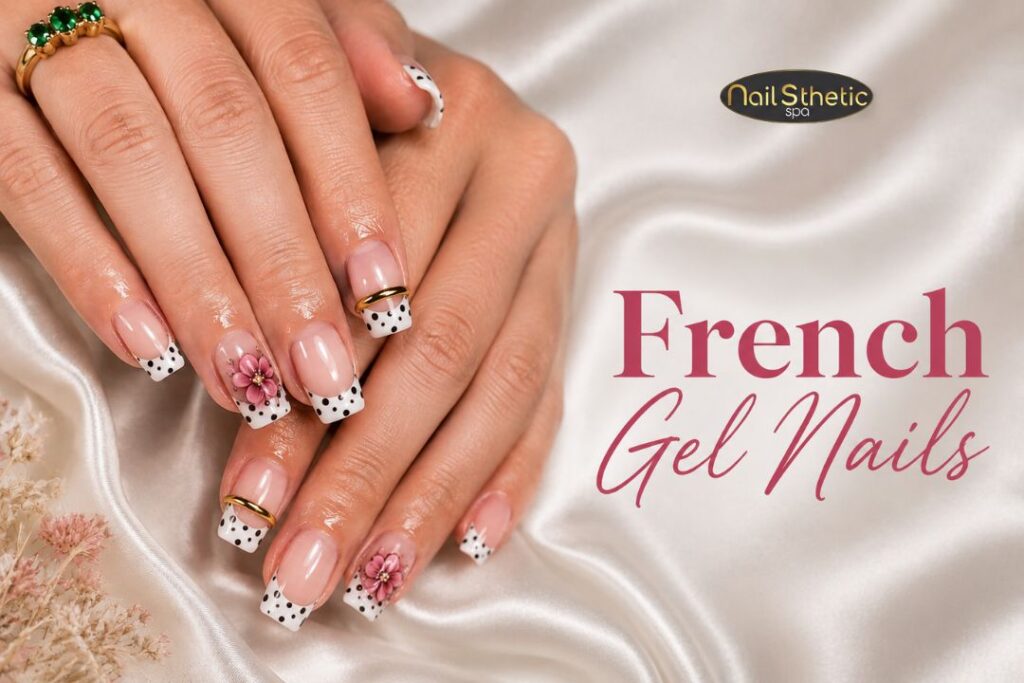 French gel nails with classic white tips